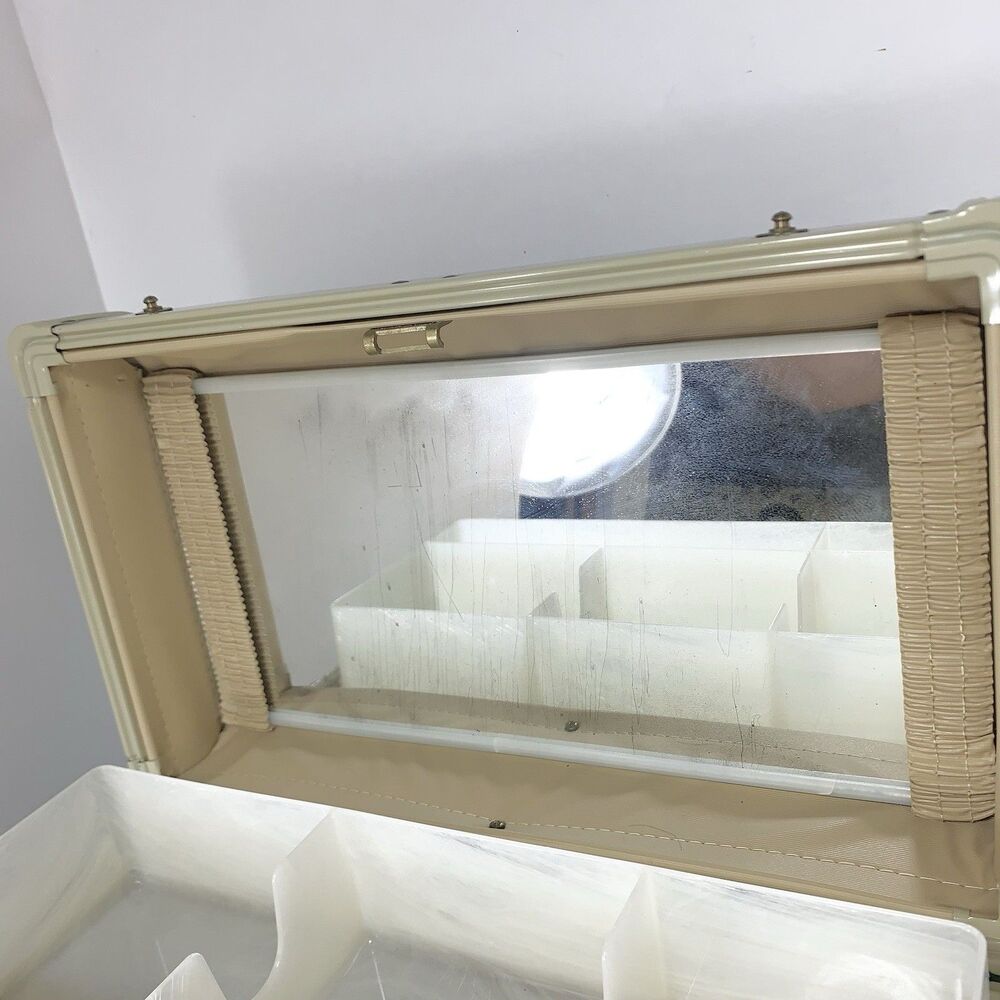 Vintage Samsonite Streamlite Travel Case Marble Make-Up Luggage Mirror Tray Key - Picture 10 of 16